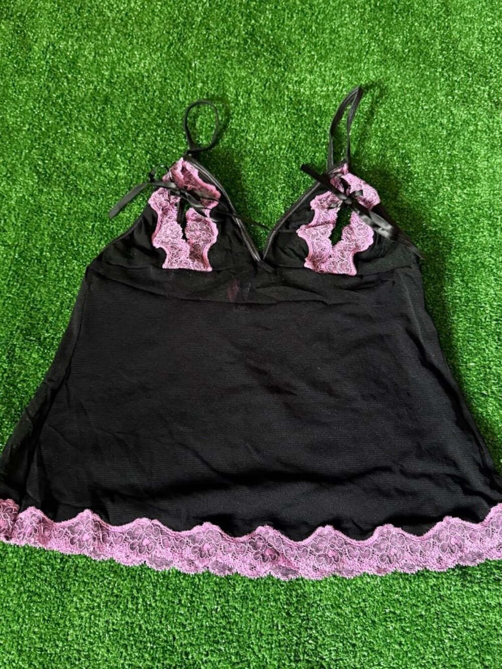Victoria’s Secret Sexy Little Things Y2K Sheer Mesh Lace Cami Top Black Purple M